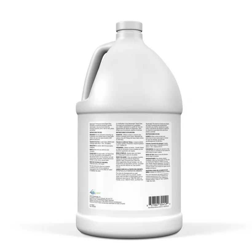 Rapid Clear Flocculant restores water clarity within 24 hours.