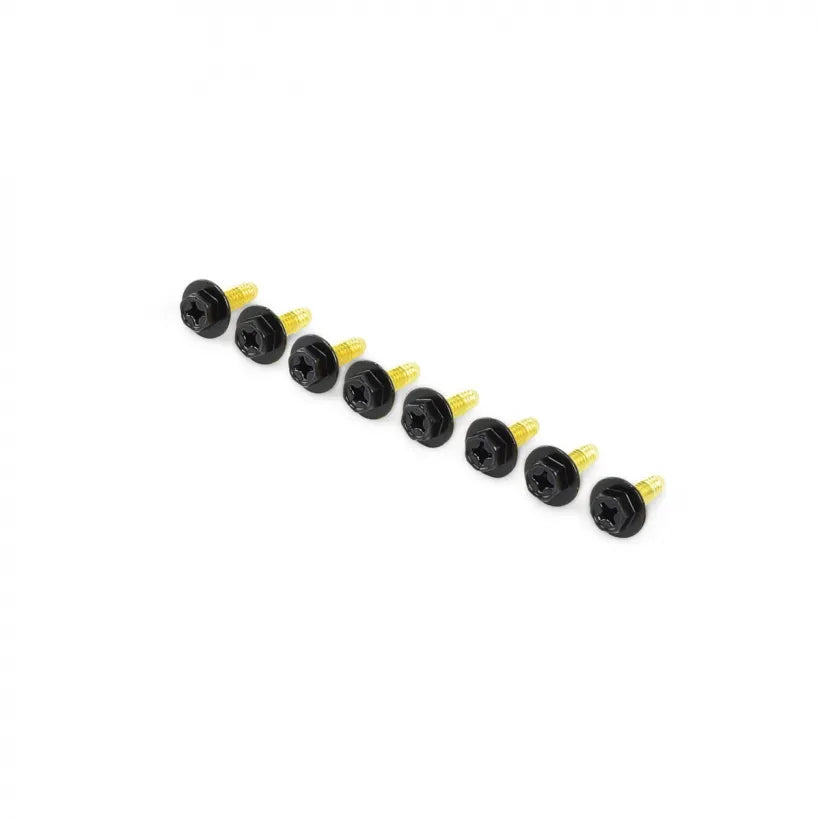 8-pack of brass screws for water feature and pond equipment installations.