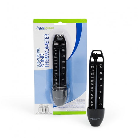 Pond thermometer with attached nylon string for easy access