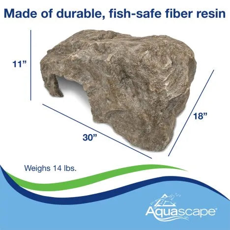 Natural-looking fish hideaway for safe pond environments.