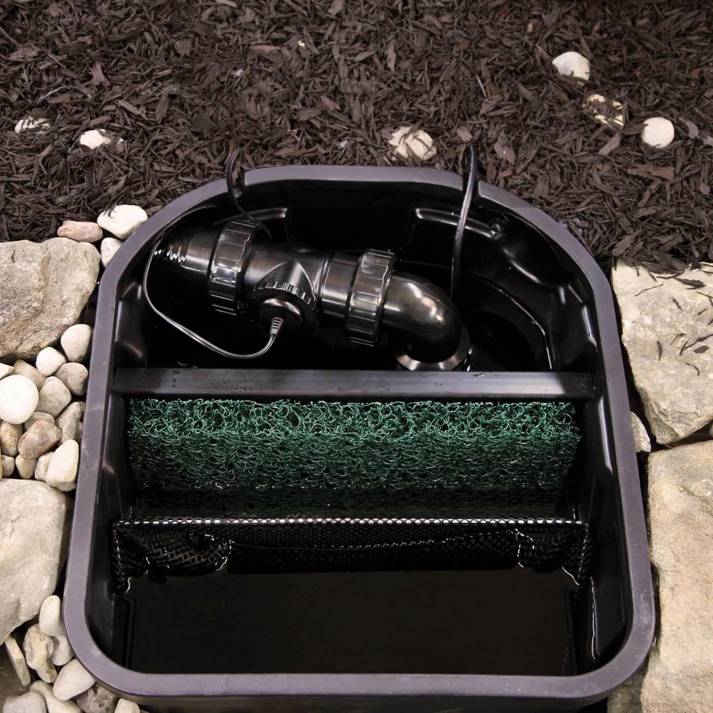 Atlantic-Oase check valve installed inside pond skimmer