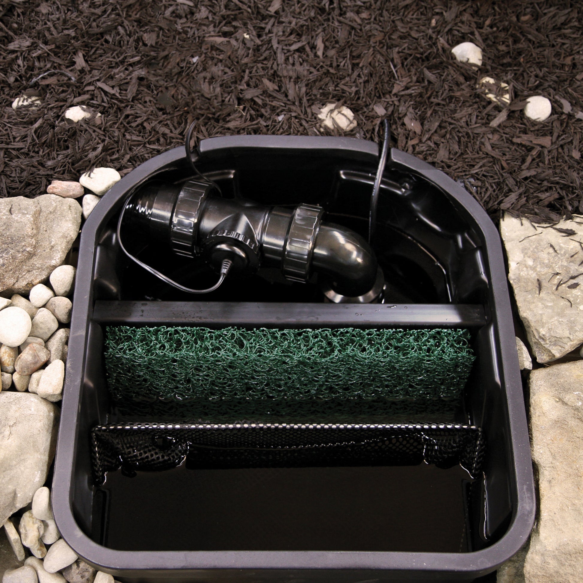 Atlantic-Oase check valve installed inside pond skimmer