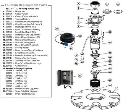 Airmax EcoSeries 1/2 HP Fountains Replacement Parts — product image 1