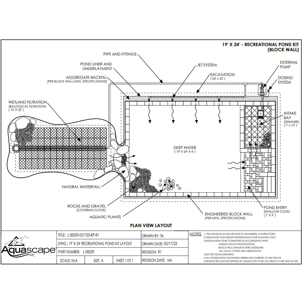 Aquascape Recreational Pond Kit – 19 ft x 24 ft, Canada