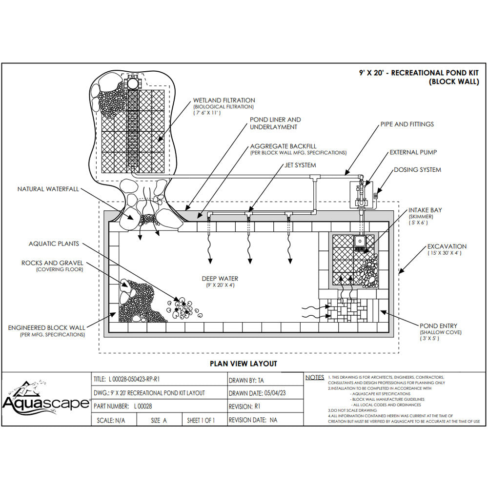 Aquascape Recreational Pond Kit – 9 ft x 20 ft, Canada