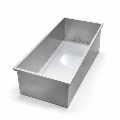 Stainless steel basin on a white background