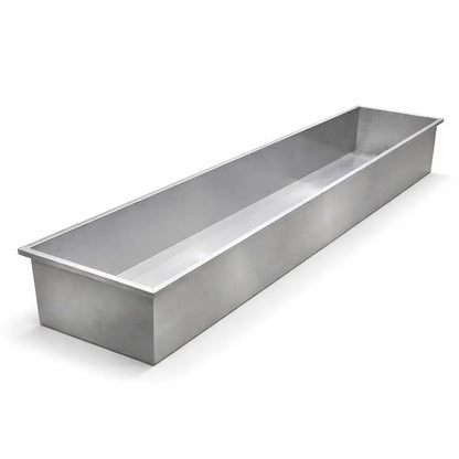 Stainless steel trough on a white background
