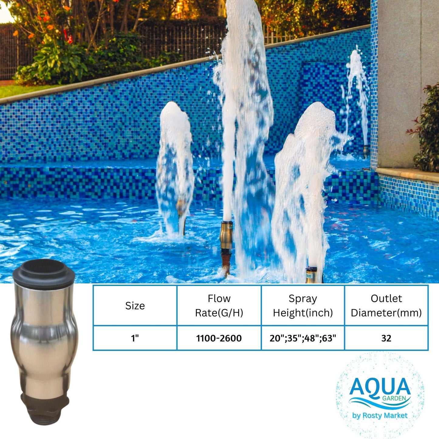 Stainless Steel Fountain Nozzle - Frothy - AquaGrden